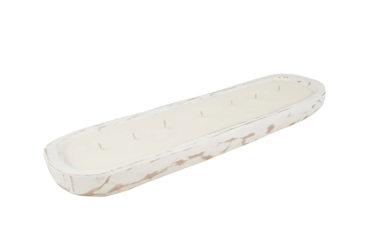 Small Baguette Dough Bowl-Candle Ready-6x20 inches-White