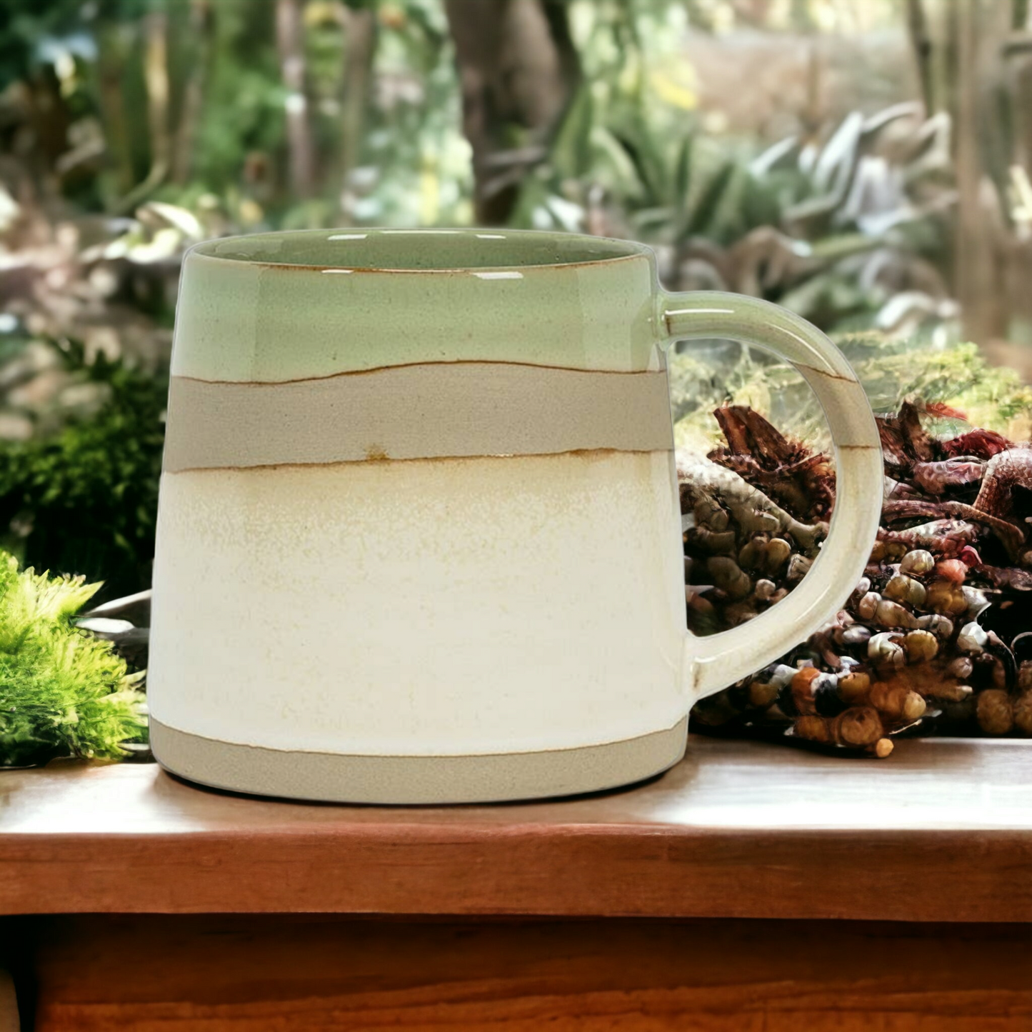 Sage & White Gradient 14 oz Coffee Mug Set of 2